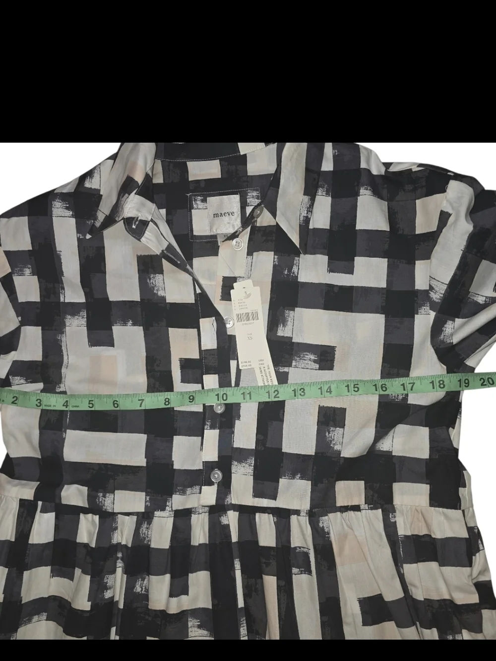 Maeve by Anthropologie Bettina Shirt Dress black/white abstract print, XS NWT - Picture 5 of 9